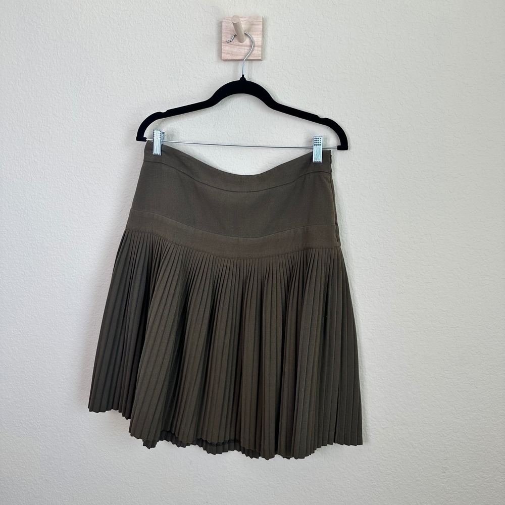 VTG Grace Elements Olive Green Pleated Drop Waist Mini Skirt Sz 6 Preppy Classic